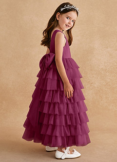 Azazie Twinkle Toes vestidos de niña de las flores Vestido de Mora de Tul de Corte En A con Lazo image5