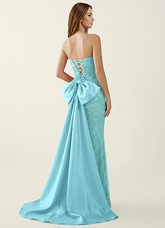 Amaryllis Blue Beading Corset Lace Up Back Mermaid Prom Dress image2