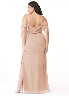 Azazie Emeralda Jurken voor bruidsmeisjes Jurk van Chiffon met Kolom Off the Shoulder Engelse Roos image8