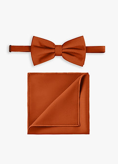 front Stretch Satin Bow Tie and Pocket Square Set