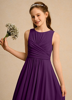 Azazie Ducky Junior Formal Flower Girl Dresses Grape A-Line Pleated Chiffon Dress image3