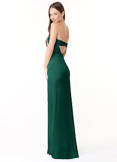 Azazie Leonis Bridesmaid Dresses Emerald Mermaid Pleated Stretch Satin Convertible Dress image7