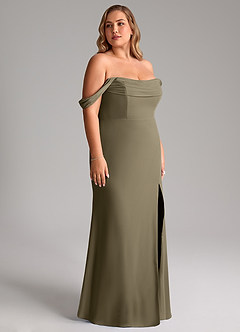 Azazie Saige Brautjungfernkleider Wandelbar A-Linie Schulterfrei Chiffon Kleid Weidengrün image12