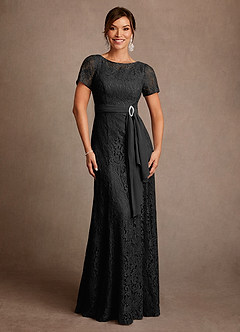 Azazie Sheffield Mother of the Bride Dresses Black A-Line Lace Chiffon Dress image1