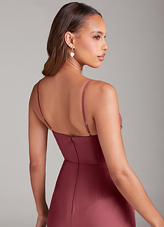 Azazie Maci Brautjungfernkleider Etui Plissee Chiffon Kleid Merlot image6