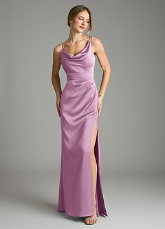 Azazie Samara Bridesmaid Dresses Wisteria Mermaid Pleated Stretch Satin Dress image1