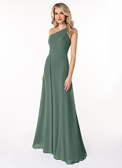 Azazie Dallas Bridesmaid Dresses Sea Moss A-Line One Shoulder Chiffon Dress image1
