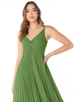 Azazie Raychelle Brautjungfernkleider A-Linie V-Hals Chiffon Kleid Basilikum image6