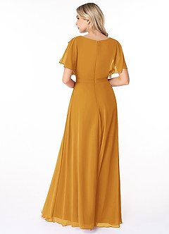 Azazie Aaliyah Modest Bridesmaid Dresses A-Line Scoop Pleated Chiffon Floor-Length Dress image2