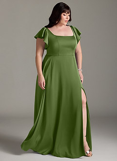 Azazie Bondi Bridesmaid Dresses Juniper A-Line Bow Stretch Satin Dress image10