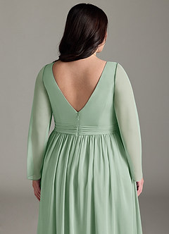 Azazie Teton Maternity Bridesmaid Dresses A-Line Long Sleeve Chiffon Floor-Length Dress image13