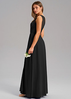 Azazie Phaedra Jurken voor bruidsmeisjes Jurk van Chiffon met A-Lijn One-Shoulder Zwart image14
