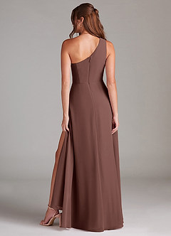 Azazie Brooke Bridesmaid Dresses Espresso A-Line One Shoulder Chiffon Dress image7