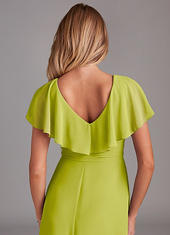 Azazie Lainey Brautjungfernkleider A-Linie mit Taschen Chiffon Kleid Zitronengras image2