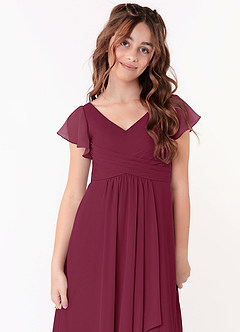 Azazie Omari Junior Klänning av A-Line i Chiffong Ruched image4