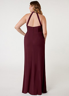 Azazie Galicia Bridesmaid Dresses Cabernet Mermaid Halter Pleated Stretch Chiffon Dress image6