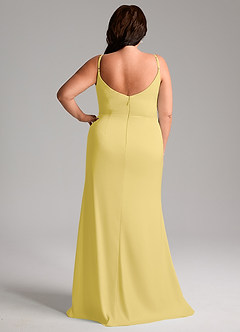 Azazie Deandra Bridesmaid Dresses Canary Mermaid Pleated Stretch Satin Dress image8