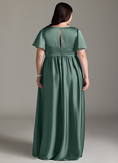 Azazie Verna Robes de demoiselle d'honneur de maternité Robe Trapèze Rayé Longueur ras du sol Satin extensible image11