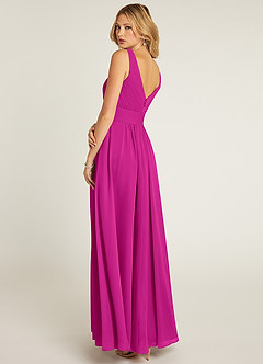 Azazie Pierrette Bridesmaid Dresses Fuchsia A-Line Pleated Chiffon Dress image4