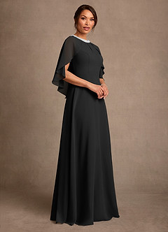 Azazie Winnifred Kleider für die Brautmutter A-Linie Mit Perlen Chiffon Kleid Schwarz image2