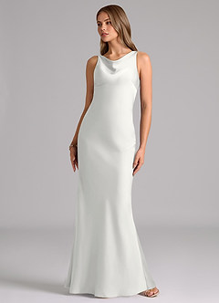 Azazie Allettie Robes de demoiselle d'honneur Robe Sirène en Satin extensible Blanc image5