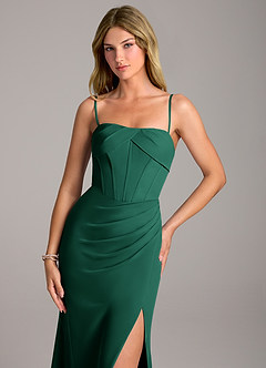 Azazie Chantel Bridesmaid Dresses Emerald Sheath Strapless Chiffon Convertible Dress image2