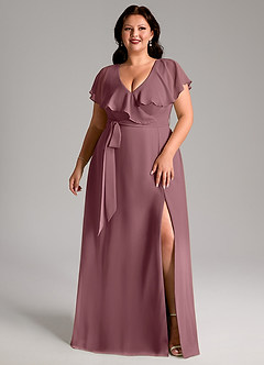Azazie Lainey Bridesmaid Dresses Amethyst A-Line with Pockets Chiffon Dress image10