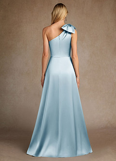 Azazie Easton Abiti per la Madre della Sposa Abito A-Line in Raso Elasticizzato Monospalla Azzurro image3