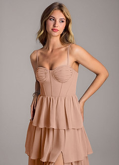 Azazie Alanna Bridesmaid Dresses Champagne Rose A-Line Sweetheart Neckline Chiffon Dress image2
