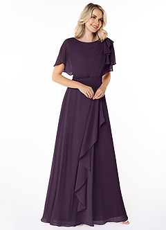 Azazie Aaliyah Modest Bridesmaid Dresses A-Line Scoop Pleated Chiffon Floor-Length Dress image6