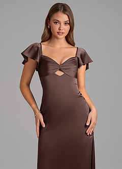 Azazie Demia Brautjungfernkleider Etui Herzausschnitt Stretch-Satin Kleid Ganache image7