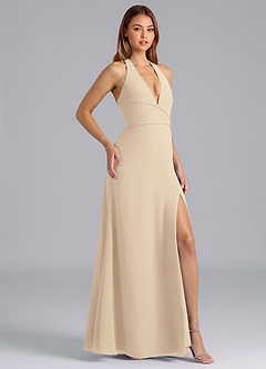 Azazie Odie Bridesmaid Dresses Champagne A-Line Chiffon Dress image1