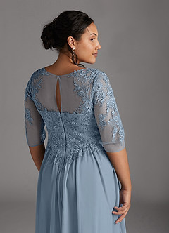 Azazie Harriet Mother of the Bride Dresses Dusty Blue A-Line Scoop lace Mesh Dress image8