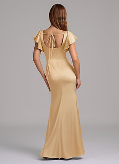 Azazie Elkie 신부 들러리 드레스 인어 스퀘어 네크라인 스트레치 새틴 바닥 길이 드레스 image2