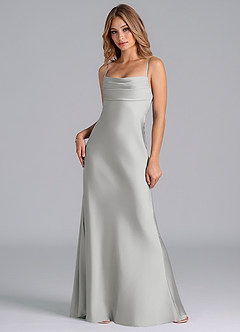 Azazie Seema Brautjungfernkleider Meerjungfrau-Linie Korsett Stretch-Satin Kleid Silber image3