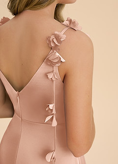 Azazie Gumdrop Junior Rose Gold Empire Pleated Stretch Satin Dress image6