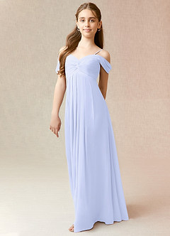 Azazie Kaitlynn Junior Lavender A-Line Off the Shoulder Chiffon Dress image4