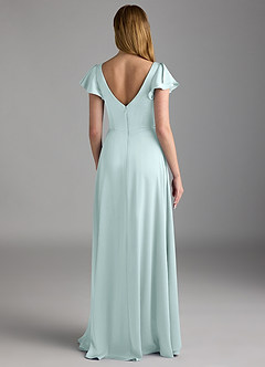 Azazie Omari Robes de demoiselle d'honneur Robe Trapèze en Satin extensible Verre De Mer image2