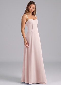 Azazie Valentine Bridesmaid Dresses Blushing Pink A-Line Corset Chiffon Dress image5