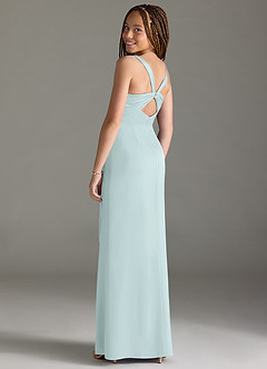 Azazie Mero Junior Sea Glass Mermaid Pleated Stretch Satin Dress image2