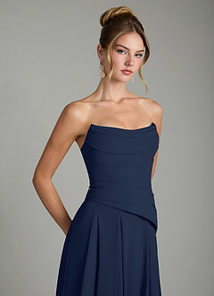 Azazie Gabriela Bridesmaid Dresses Dark Navy A-Line Corset Chiffon Dress image10