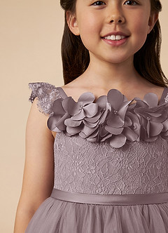 Azazie Demetra Flower Girl Dresses Dusk A-Line Lace Tulle Dress image3