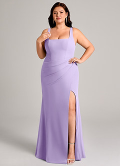 Azazie Mero Bridesmaid Dresses Lilac Sheath Pleated Chiffon Dress image11