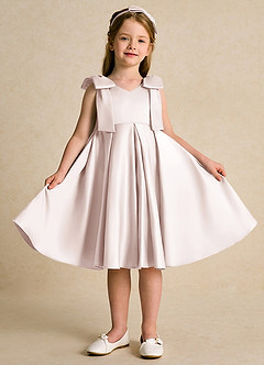 Azazie Guppie vestidos de niña de las flores Vestido de Pétalo De Rosa de Satin Mate de Princesa con Plisado image1