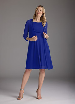 Azazie Sunny Abiti per la Madre della Sposa Abito A-Line in Maglia Plissettato Blu Reale image2