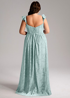 Azazie Denisse Vestidos de damas de honor Vestido de Neblina de Devorado Floral de Corte en A con Volante image8