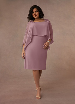 Azazie Maryam Mother of the Bride Dresses Dusty Rose Sheath Lace Chiffon Dress image7