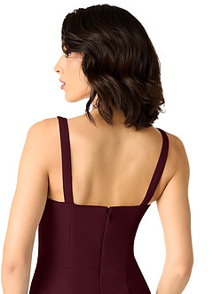 Azazie Gianetta Brautjungfernkleider Meerjungfrau-Linie Seitliche Cut-Outs Stretch-Krepp Kleid Cabernetrot image5