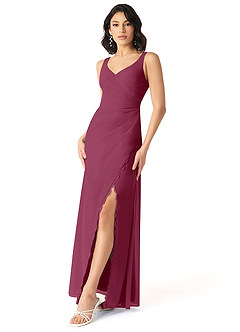 Azazie Renessa Vente Finale Robe A-ligne en Mousseline de soie Dentelle Agave image2