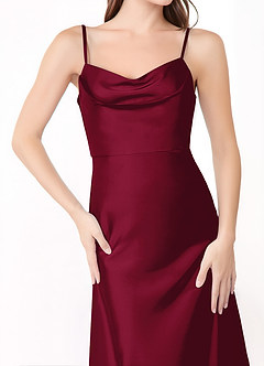 Azazie Alaija Bridesmaid Dresses Burgundy Mermaid Side Slit Stretch Satin Dress image5